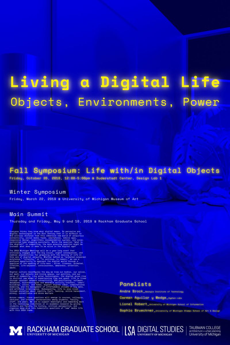 Michigan Meeting Fall Symposium: Life with/in Digital Objects